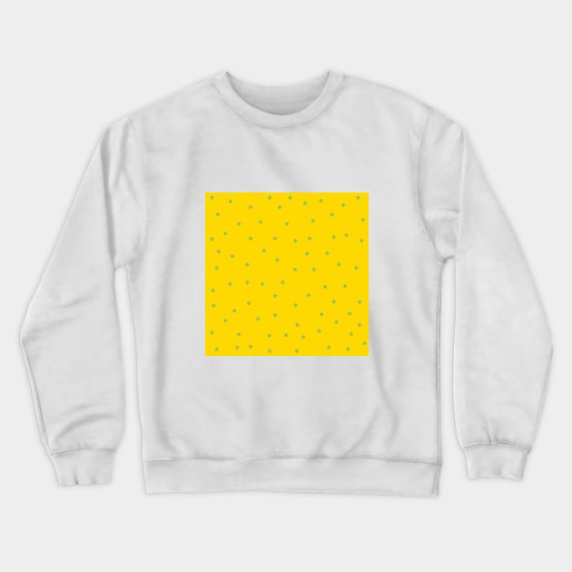 Green Polka Dots on Yellow Background Crewneck Sweatshirt by Lusy